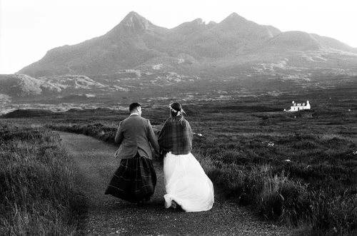 Isle of Skye adventure wedding on black and white film