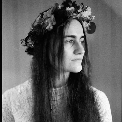 Brides portrait on black and white film before wedding ceremony